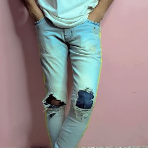 sky blue and white shade jeans 👖💕