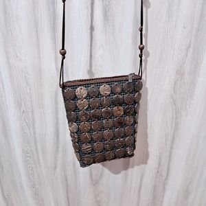 Brown Beaded Slingbag