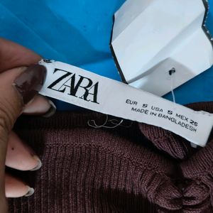 Zara Off Shoulder Ribbed Crop Top