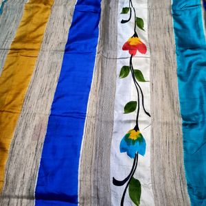 Beautiful Multicolored Deer Motive Pure Silk Saree