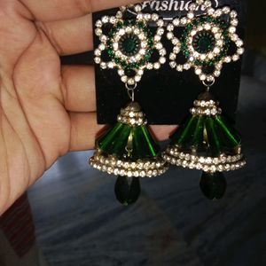 Green Earing Jhumka Combo Set