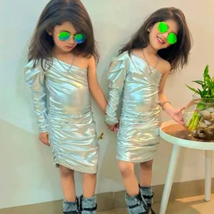 New Metallic Off Shoulder Dress 4 Little Girls