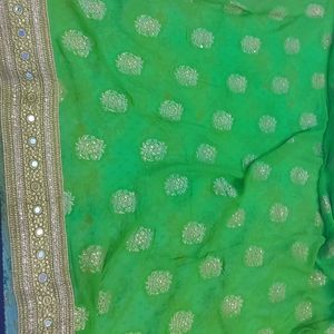 Green And Light Pink Saree