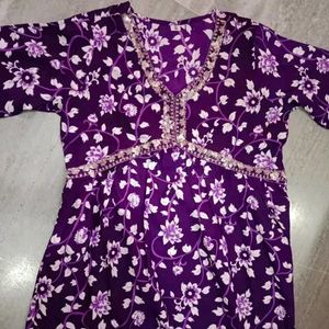 Purple Floral Alia Cut Kurti 🌺❤️