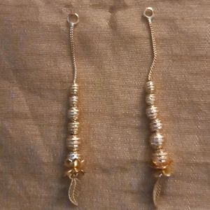 Gold Finish 2 In 1 Earrings