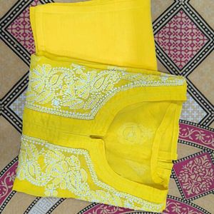 Yellow Chikankari Kurti