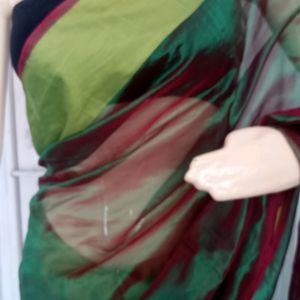 New Dual Tone Sheer Saree With Running Blouse Pc