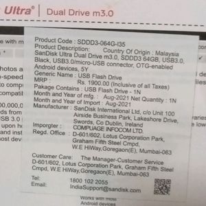 SanDisk OTG 64gb Dual Drive 3.0 Pendrive