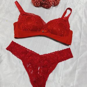 Sexy  ♥️ Red Bra Penty Set For Bride