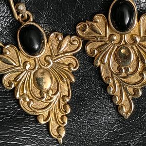 Onyx Studded Brass Danglers