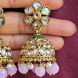 Light Pink Kundan Jhumka Set No.7