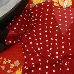 Red Polka Dot Short Kurti