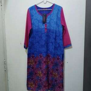 Jainish Floral Mango Print Blue Kurta