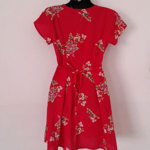 Red Printed Dress (Women's)