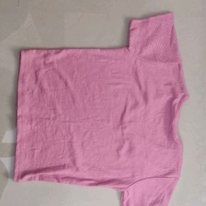 Pink Deep Neck Stretchable Top