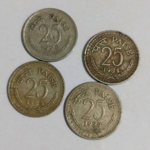 Copper Nikel 25 Paise   1975/1984/1985/1989