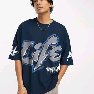 Round Neck Oversized Dark Blue T-shirt