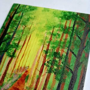 Green Forest View Hand-painted Painting