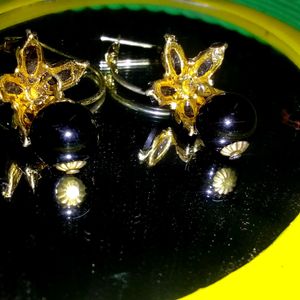 Beautiful Black Golden Earrings