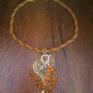 Jewellery Set with Orange and White Stones