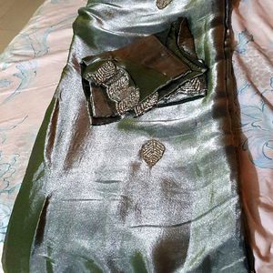 Beautiful silverGrey  full hand work saree