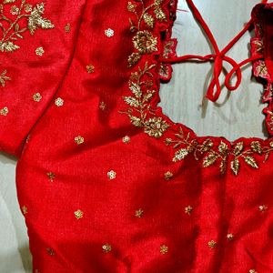 Red Flower Work Blouse