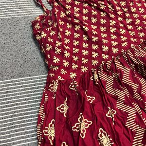 Maroon Gown With Dupatta Set