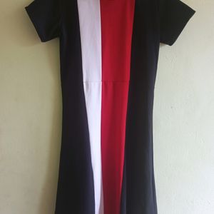 Women Colorblock Black And Red Dress