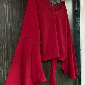 Red Bell Sleeves Top