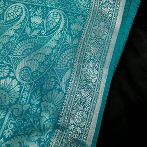 Beautiful Silk Saree (Blue/Sea Green)