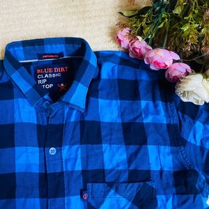 Blue Color Cotton Branded Shirt