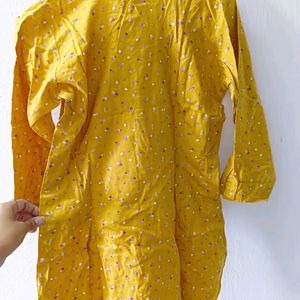 Mustard Yellow Short Kurti