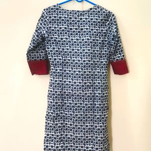 Women Kurti White Blue