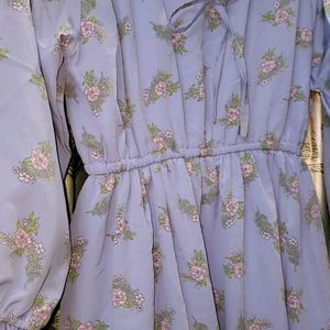 Beautiful Floral Baby Blue Frock