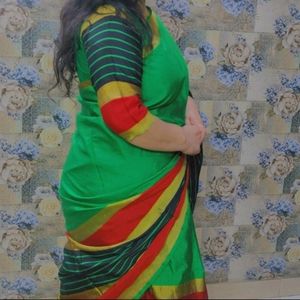 Green Cotton Silk Saree