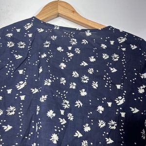 Navy Blue Printed Cotton Top (Women’s)