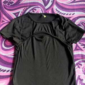 Black Boat Neck Top