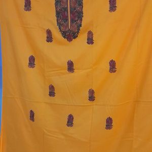 Woollen Heavy Embroidery Dark Yellow Suit