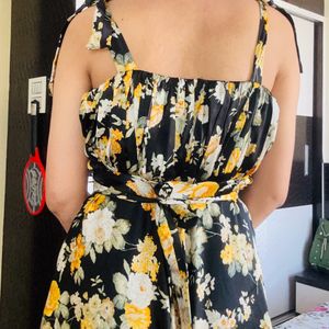 Tie Up Floral Dress