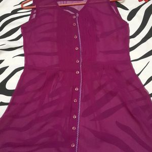 Purple Shirt Type Dress