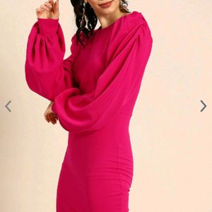 Athena Elegant Fuchsia Pink Balloon Puff Sleeves