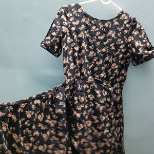 A Black Dress With Floral Printed