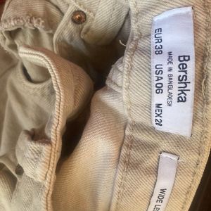 Bershka Beige Wide Leg Denim