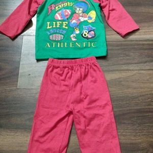 Cotton Full Tshirt Pant Set For 0-3 Month Babies