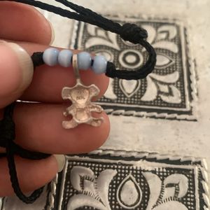 925 Silver Anklet. ( Cute Teddy bear Charm)