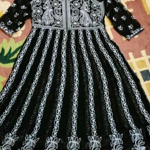 BLACK CHIKAN Embroidery Anarkali