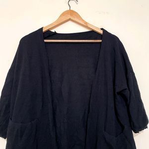 Black Double Pocket Cardigan