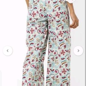 Floral Print Palazzos Wit Lace Trim/ Pant