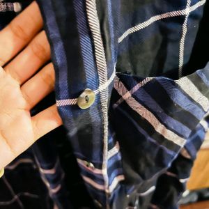 ❗ SALE ❗Cute People Navy Blue Checks Knot Shir