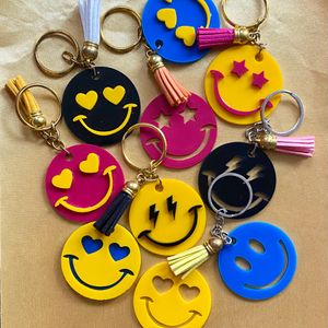 Set Of 10 Smiley Keychains